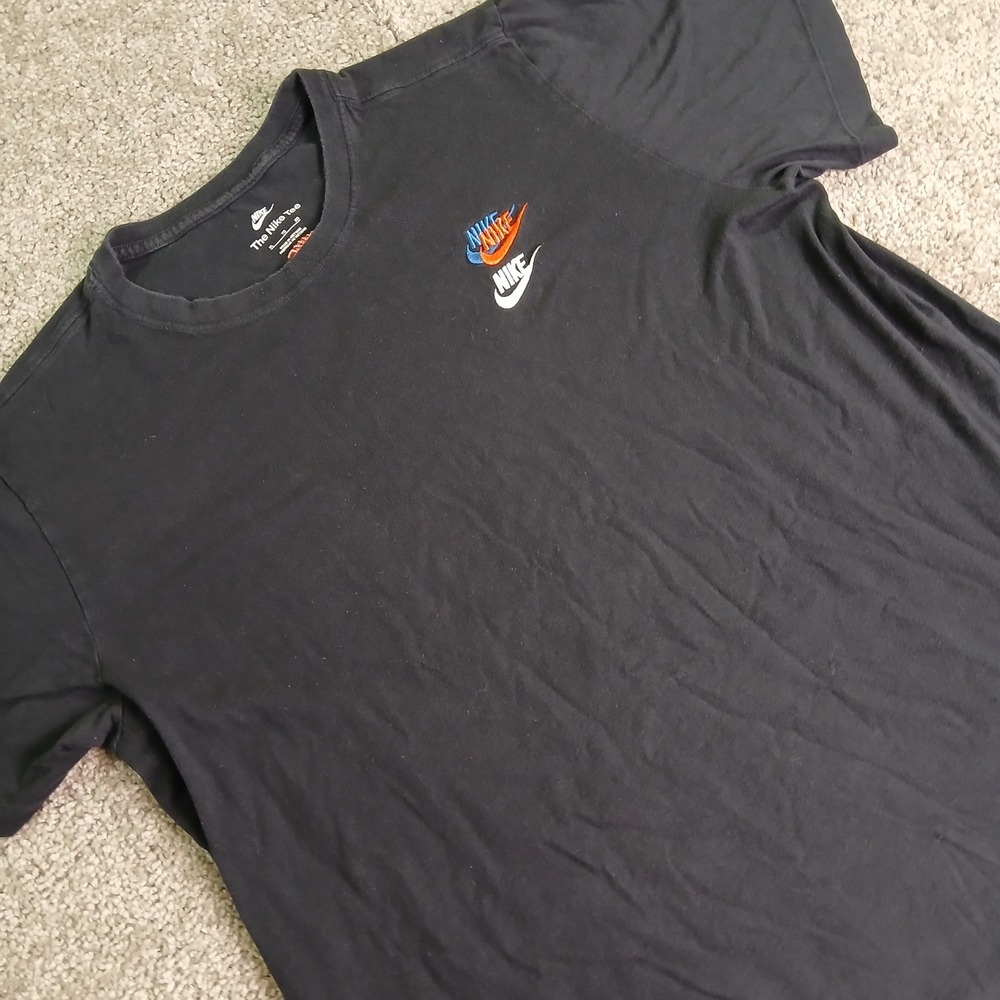 Nike Sportswear Mens Multi Logo Stacked Swoosh T-Shirt Black DJ1568-010 XL